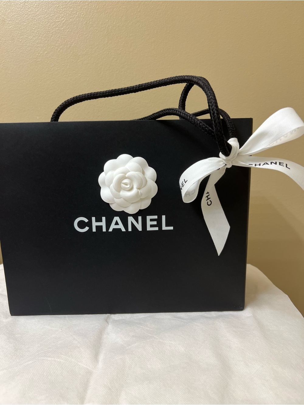 CHANEL Shopping Bag with Camellia & Ribbon